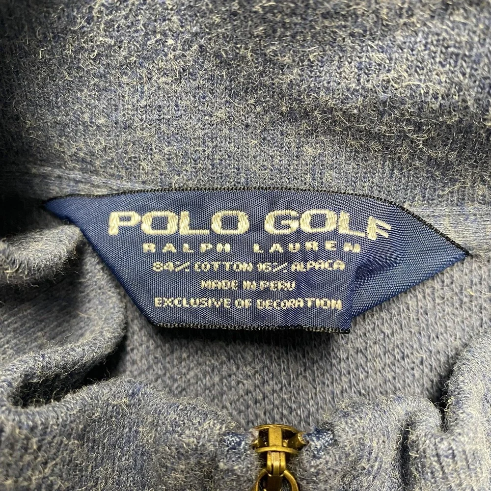 Polo Golf Ralph Lauren Sweater Mens‎ 2XL Blue Quarter Zip Mock Neck Alpaca Blend